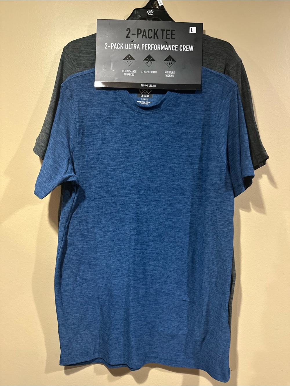 Youth performance tees - 2-Pack - Blue & Charcoal (moisture wicking)